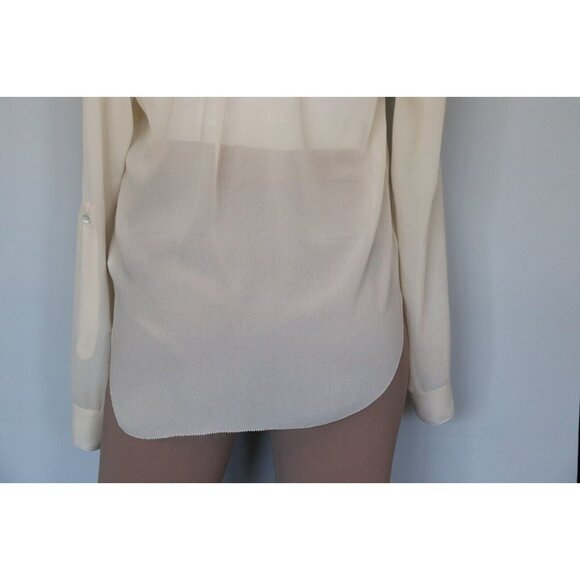 Aritzia T. Babaton Womens Size XXS Ivory Blouse Sheer Silk Shirt Long Sleeve Top - Picture 8 of 11